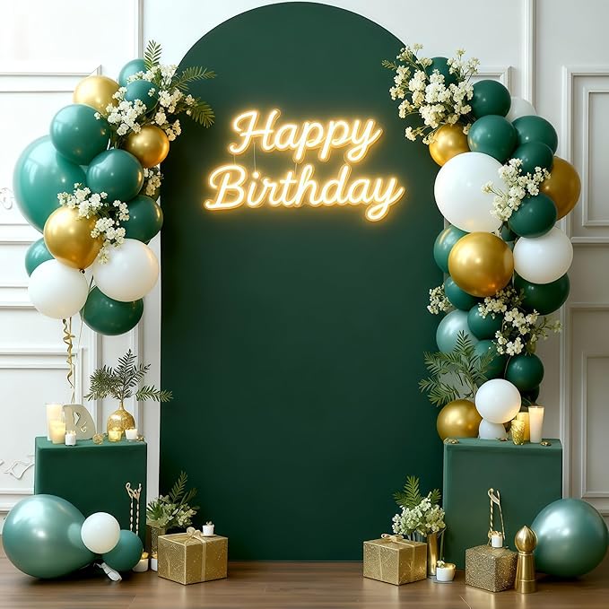 6.6FT Hunter Green Arch Cover - Polyester Fitted Wedding Arch Stand Covers Round Top Chiara Arch Backdrop Cover for Birthday Party Banquet Photo Background Decoration