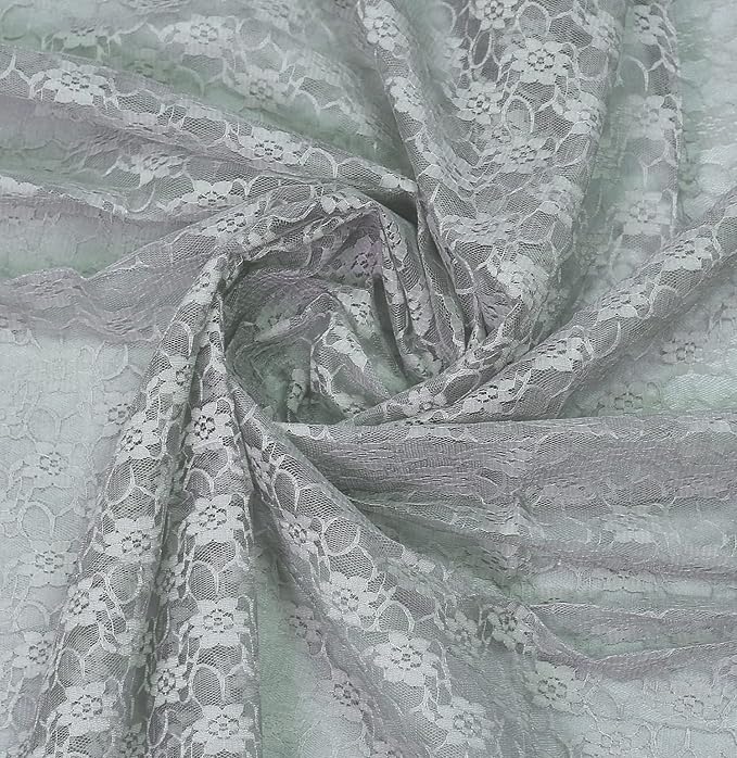 MDS Pack of 25 Wedding 12 x 108 inches Lace Table Runner for Wedding, Decorations for Birthday Parties, Banquets, Graduations, Engagements, and Runners fit Rectangle, Round Table- Silver Gray