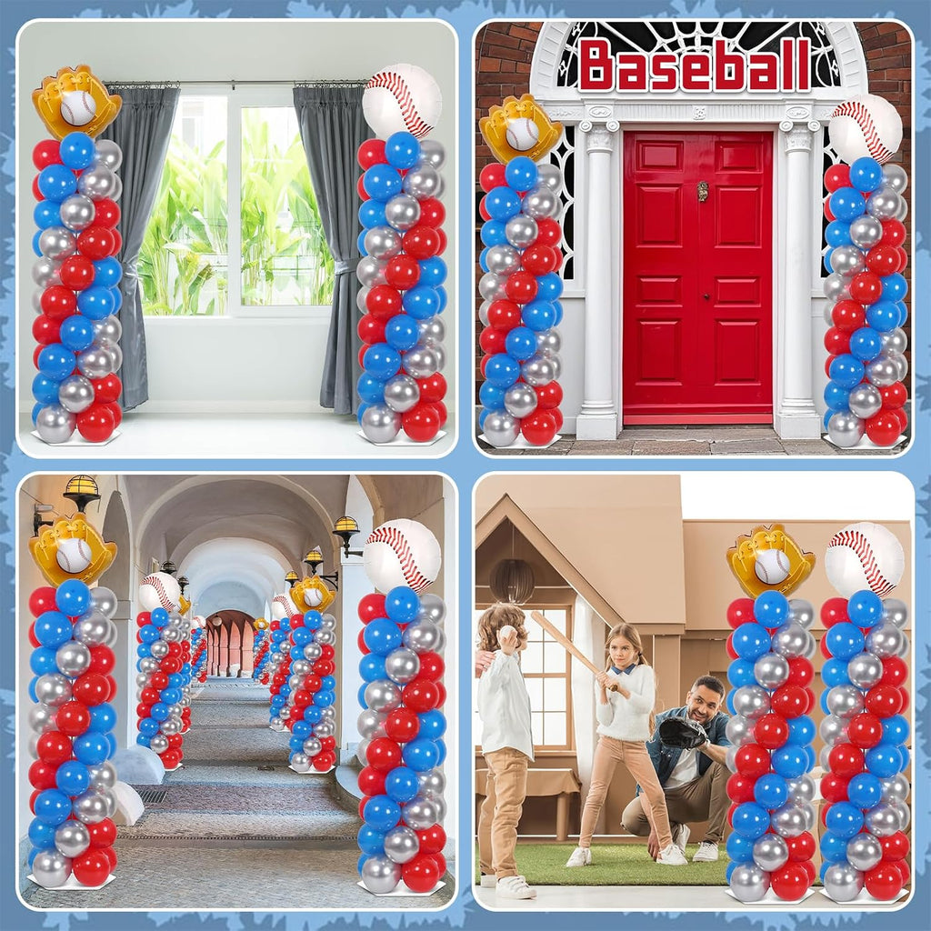 2 set baseball balloon column stand adjustable baseball on a desk or shelf