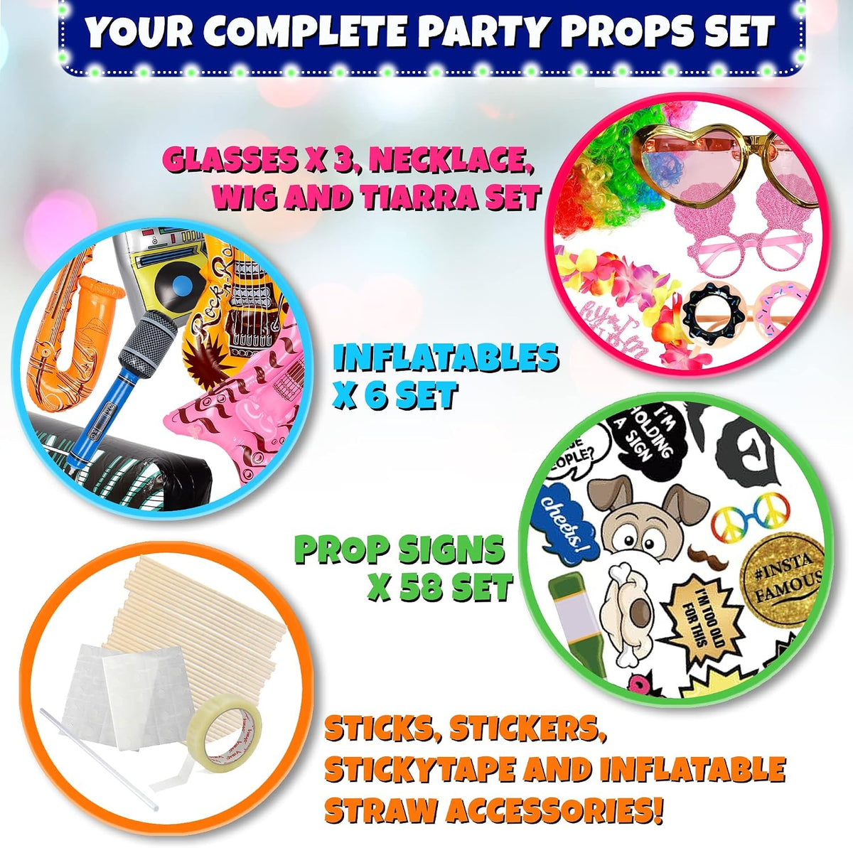 SOUL SHIFT 70 Pc Large Premium Photo Booth Props Set for All Occasions - Wedd...