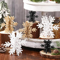 Bucherry 12 Pcs Wooden Snowflake Table Decor 3D Snowflake Tabletop Signs and Centerpiece for Christmas Xmas Winter Wonderland Decorations Home Party(White, Gold, Black)