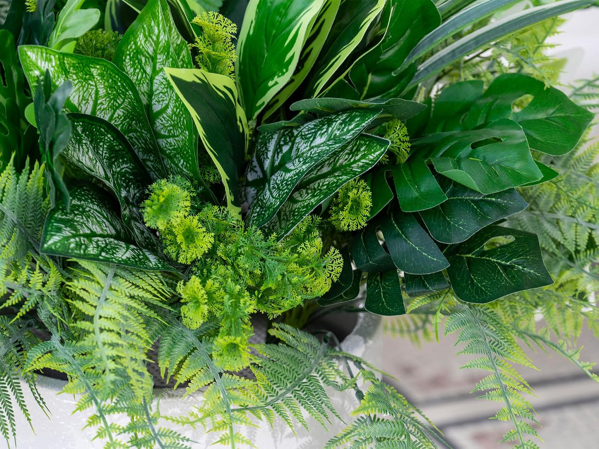 14PCS Artificial Plants Outdoor, Faux Fern Flower Greenery Stem for Outside