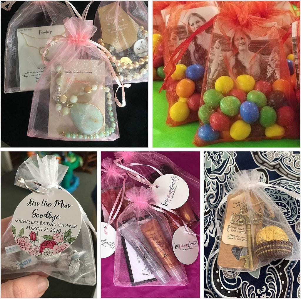 ANZNKU 50 Pack Organza Bags 4 x 6 inch White Small Gift Bag with Drawstring for Candy Jewelry Goodie Sachet Soap, Mesh Pouch Bulk for Wedding Party Favors Birthday Baby Bridal Shower & Graduation