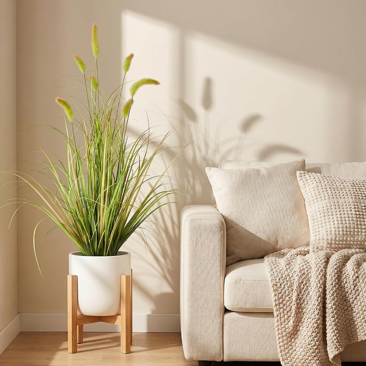 2 PCS 3FT Artificial Foxtail Grass Plants, Faux Grass Indoor Outdoor Décor