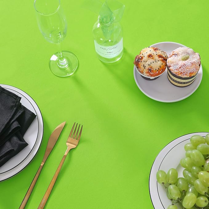 132 inch Round Tablecloth Washable Polyester Table Cloth Decorative Table Cover for Wedding Party Dining Banquet（132 inch,Apple Green）