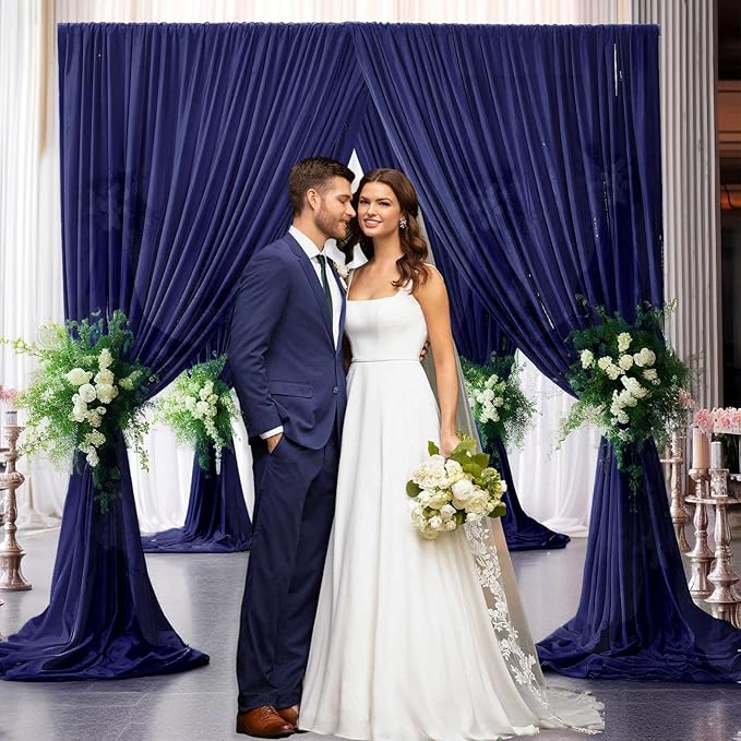 10 x 10 Feet Royal Blue Backdrop Curtain for Partie, Background Curtains for Photoshoot, Birthday, Wedding, Halloween, Thanksgiving, Christmas Day, New Year Party Decorations 5Ft x 10Ft, 2 Panels