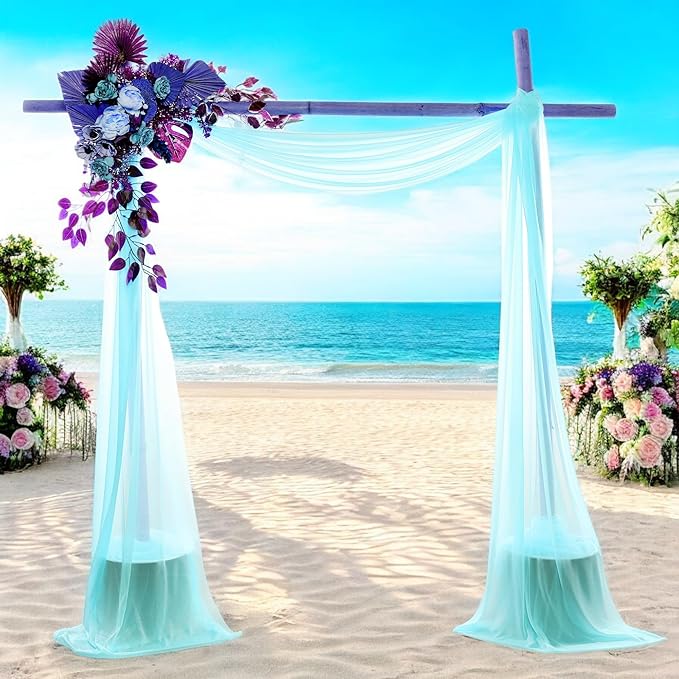 MDS Halloween Chiffon Draping Fabric - 2 Panel, 30" Wide x 30ft Long - Sheer Spooky Arbor & Canopy Drapery for Haunted House Backdrops, Party Ceilings, DIY Costumes & Themed Events - Teal