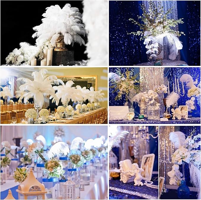 THARAHT Lavender Ostrich Feathers 12pcs Large Natural Bulk 16-18Inch 40cm-45cm for Wedding Party Centerpieces Easter Gatsbi and Decoration Feather