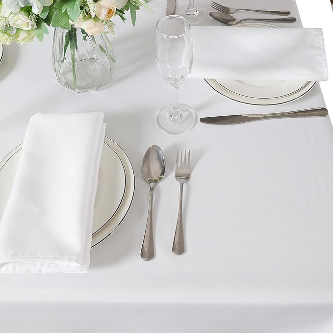 Cupuamon Square Tablecloth 52x52 inch Washable Polyester Fabric Table Cloth for Wedding Party Dining Banquet Decoration（52x52,White）
