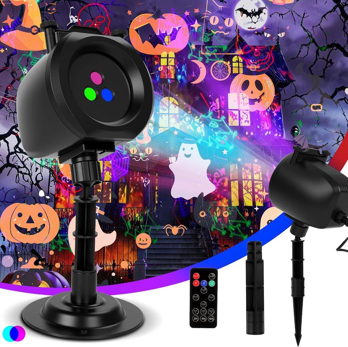 Halloween Projector Laser Lights Outdoor, Muli Color Projection Lights with R...