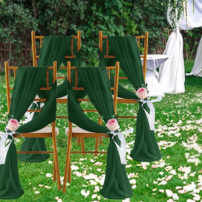SiinvdaBZX 2 Panels Wedding Arch Draping Fabric 30" x 240" Emerald Green Polyester Chiffon Fabric for Multiple Occasions
