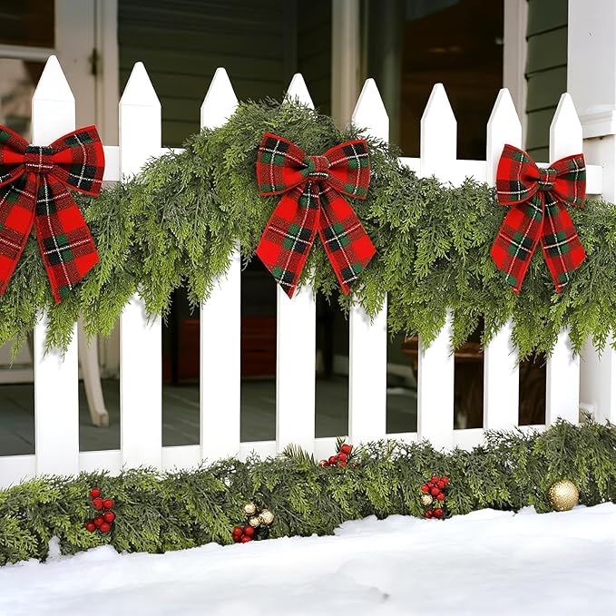 Real Touch Cedar Garland - Artificial Christmas Garlands Faux Green Cedar Fake Pine Needles Garland for Fireplace,Table, Stairs, Mantle, Window,Indoor Outdoor,Home,Holiday Decor(1 PCS,16 FT)