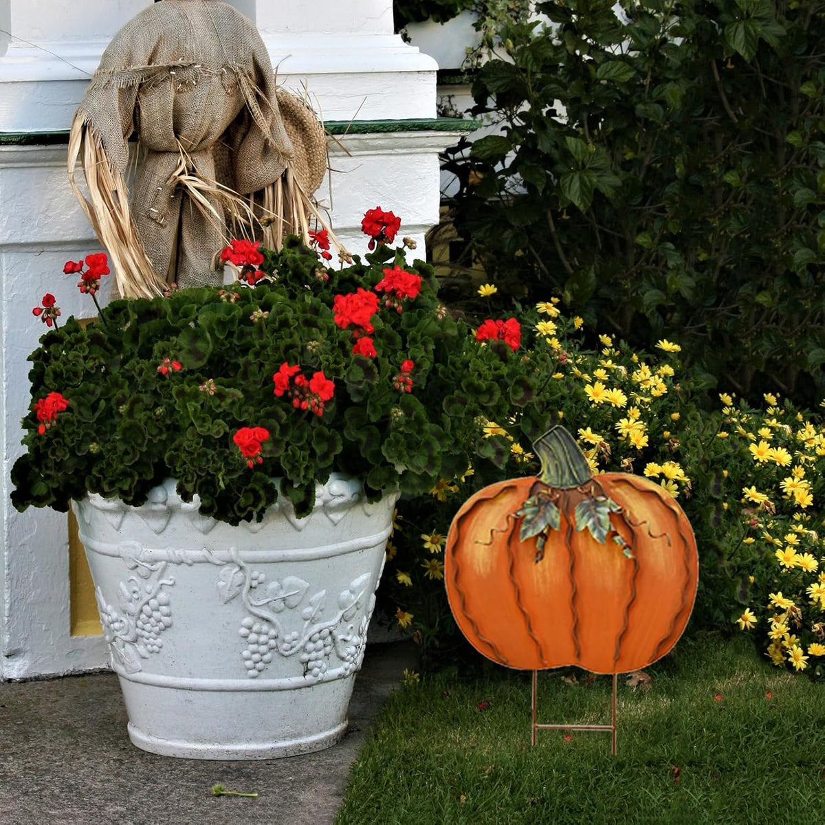 Aecipl Metal Pumpkin Garden Stakes Fall Decor Autumn Decorative Yard Signs