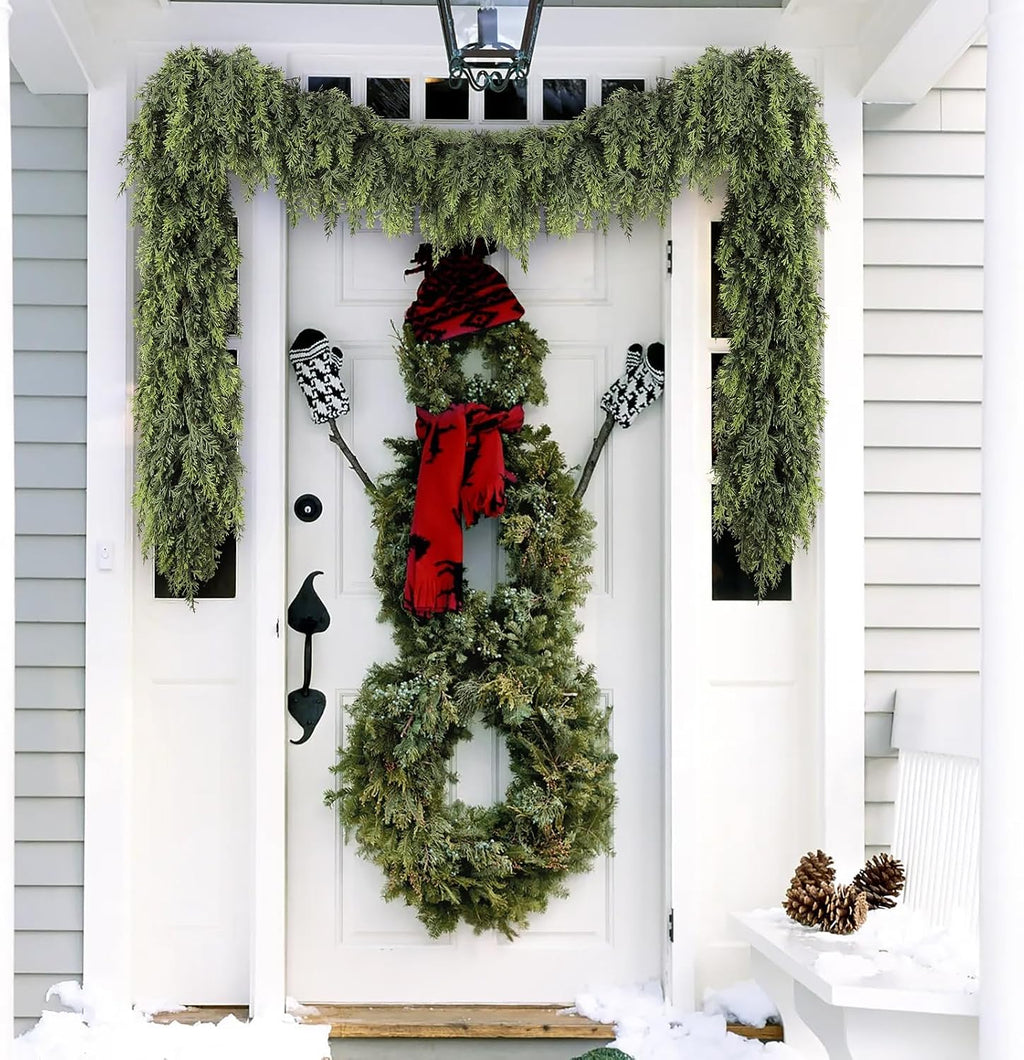 9ft prelit real touch cedar christmas garland with showing dimensions