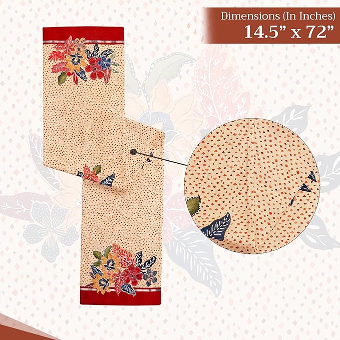 Maison d' Hermine Table Runner 100% Cotton Double Layer Table Runners 72 inches Long for Thanksgiving Christmas Decorations Home Kitchen Dining Party Wedding (Kalahari, 14.5" x 72")