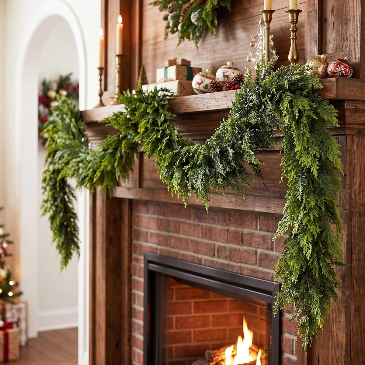9ft christmas garland, artificial lifelike two-tone cypress flexible, main product view