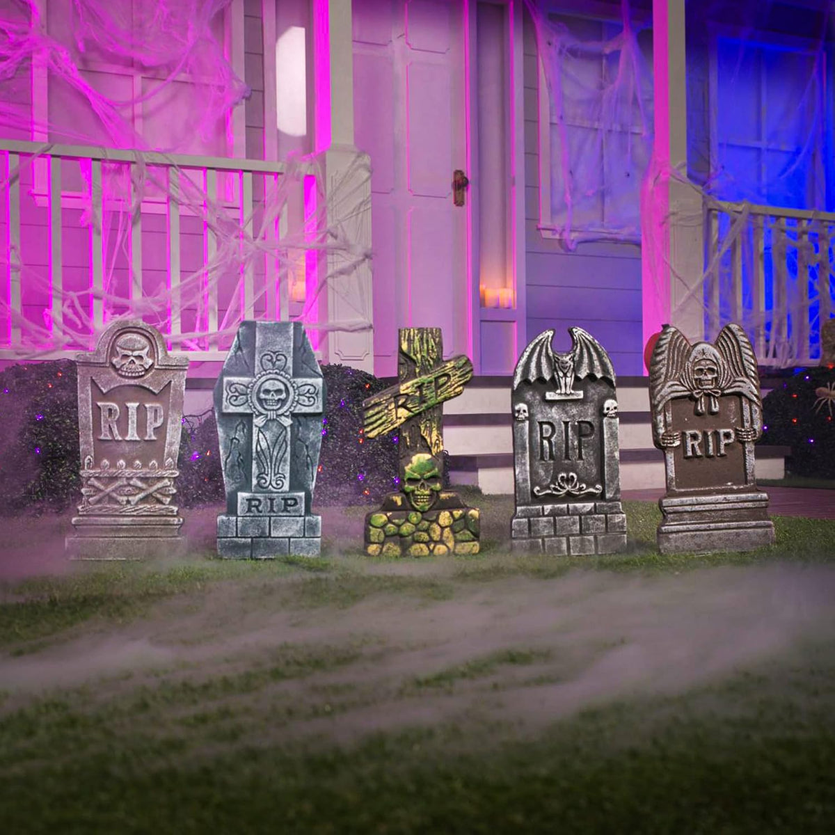 joyin 17” halloween foam rip graveyard tombstones (5 on a desk or shelf