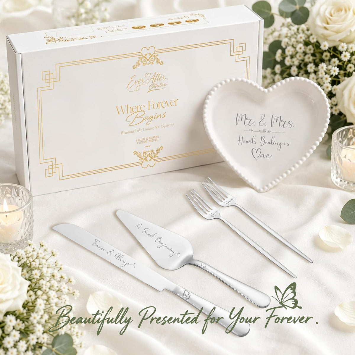 5-Pc Wedding Cake Cutting Set, Cake Knife Server Set