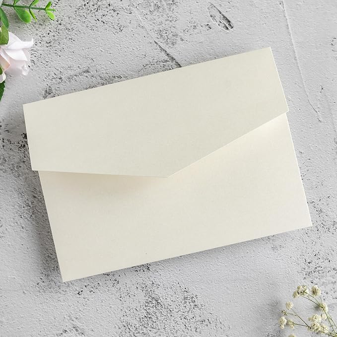 20 PCS Ivory Tri-fold Laser Cut Wedding Invitation Pockets for 5x7 Wedding Cards Bridal Shower Engagement Quinceanera Invitation