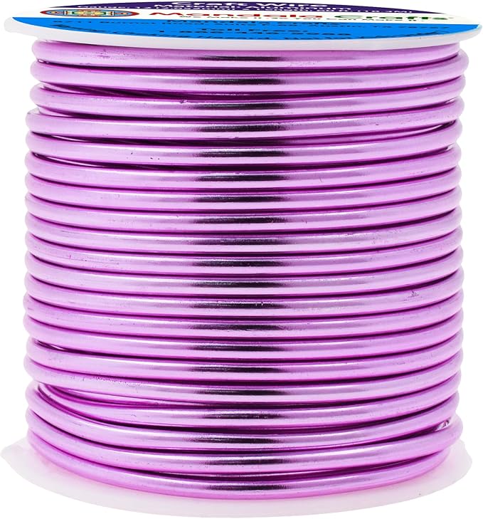 Mandala Crafts 12 Gauge Anodized Aluminum Craft Wire for Jewelry Making - 60 FT Colored Flexible Violet Wire - Bendable for Bonsai Armature Crafting Sculpting