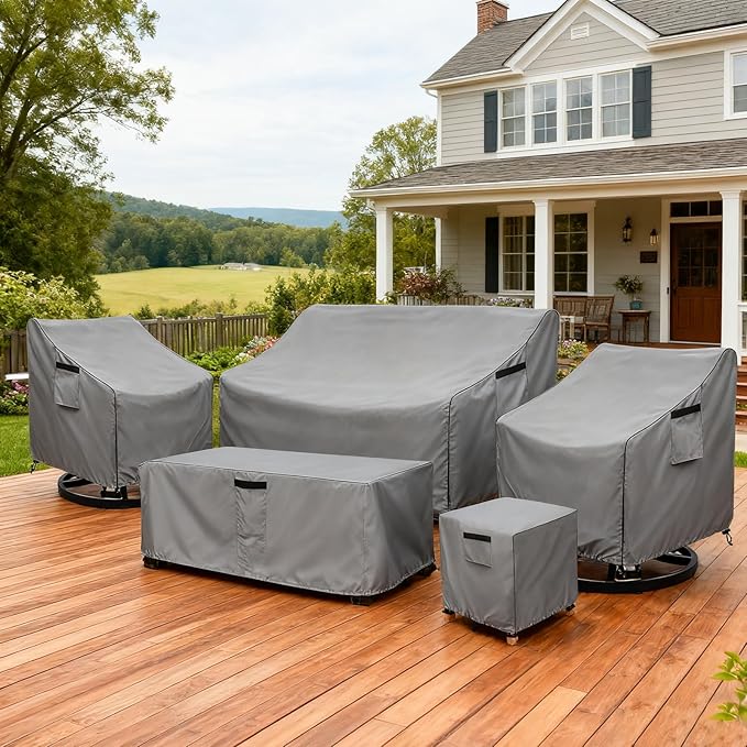 Outdoor Swivel Chair Cover 2 Pack,Outdoor Furniture Patio Chair Covers Waterproof Clearance,(35" W x 37" D x 38.5" H) Outdoor Lawn Patio Furniture Covers,Grey