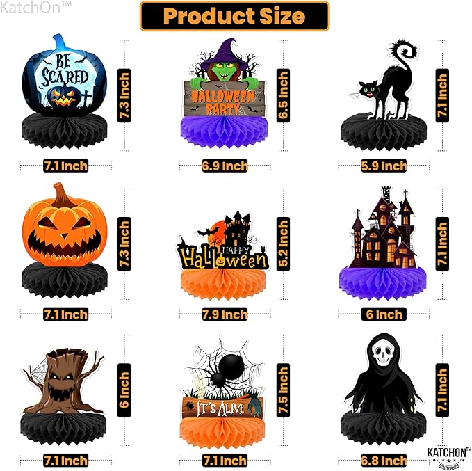 KatchOn, Halloween Centerpieces for Tables - Pack of 9 | Halloween Table Centerpieces for Halloween Party Decorations | Halloween Birthday Party Decorations | Halloween Table Decorations