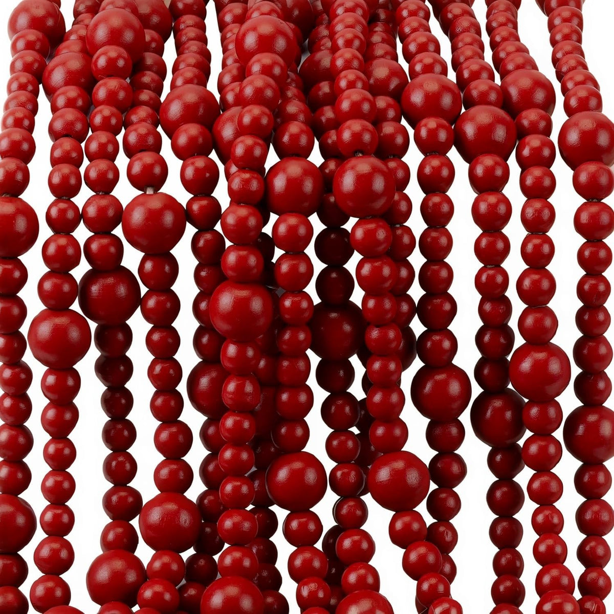 48ft christmas wood bead garland rustic holiday decor, main product view