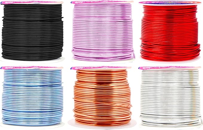 Mandala Crafts 16 Gauge Anodized Aluminum Craft Wire for Jewelry Making – 390 FT Colored Flexible Silver Copper Black Pink Ice Blue Red Wire - Bendable for Bonsai Armature Crafting Sculpting