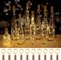 Brightown Wine Bottle Lights with Cork, 10 Pack 20 LED Waterproof Battery Operated Cork Lights, Silver Wire Mini Fairy Lights for Liquor Bottles DIY Party Bar Christmas Wedding Décor