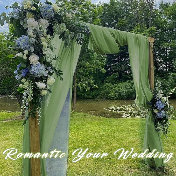 Wedding Arch Draping Fabric 2 Panels 20Ft length x 28" width Sage Green Arch Drapes Chiffon Fabric Sheer Curtains Backdrop for Party Bridal Decorations Wedding Ceremony Ceiling Stage Reception Decor