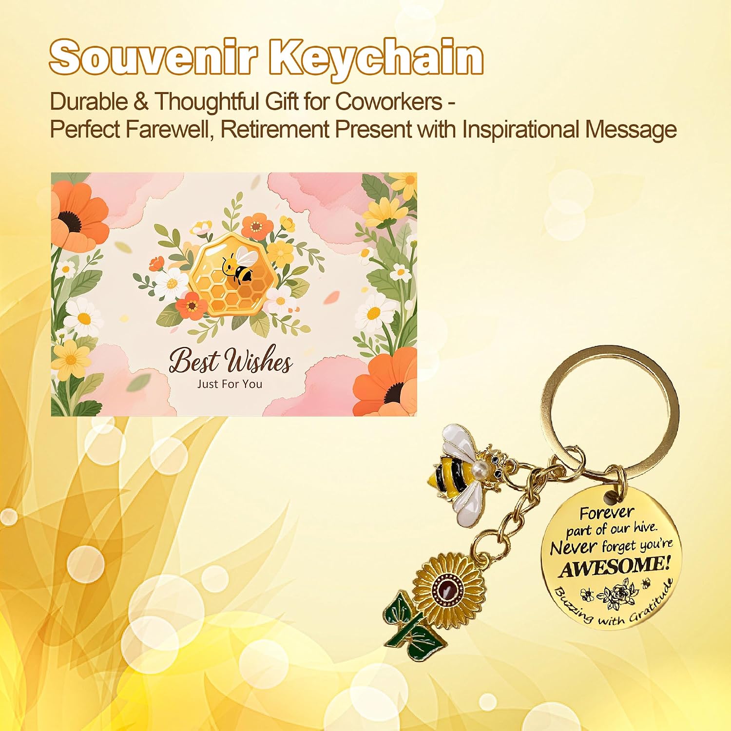 Coworker Leaving Gift Box, Retirement Gift for Women Men, with 100p Photo Album & Crochet Bee, Farewell Going Away Goodbye Gift Box for Leaving Colleague Neighbors Nurses Friends