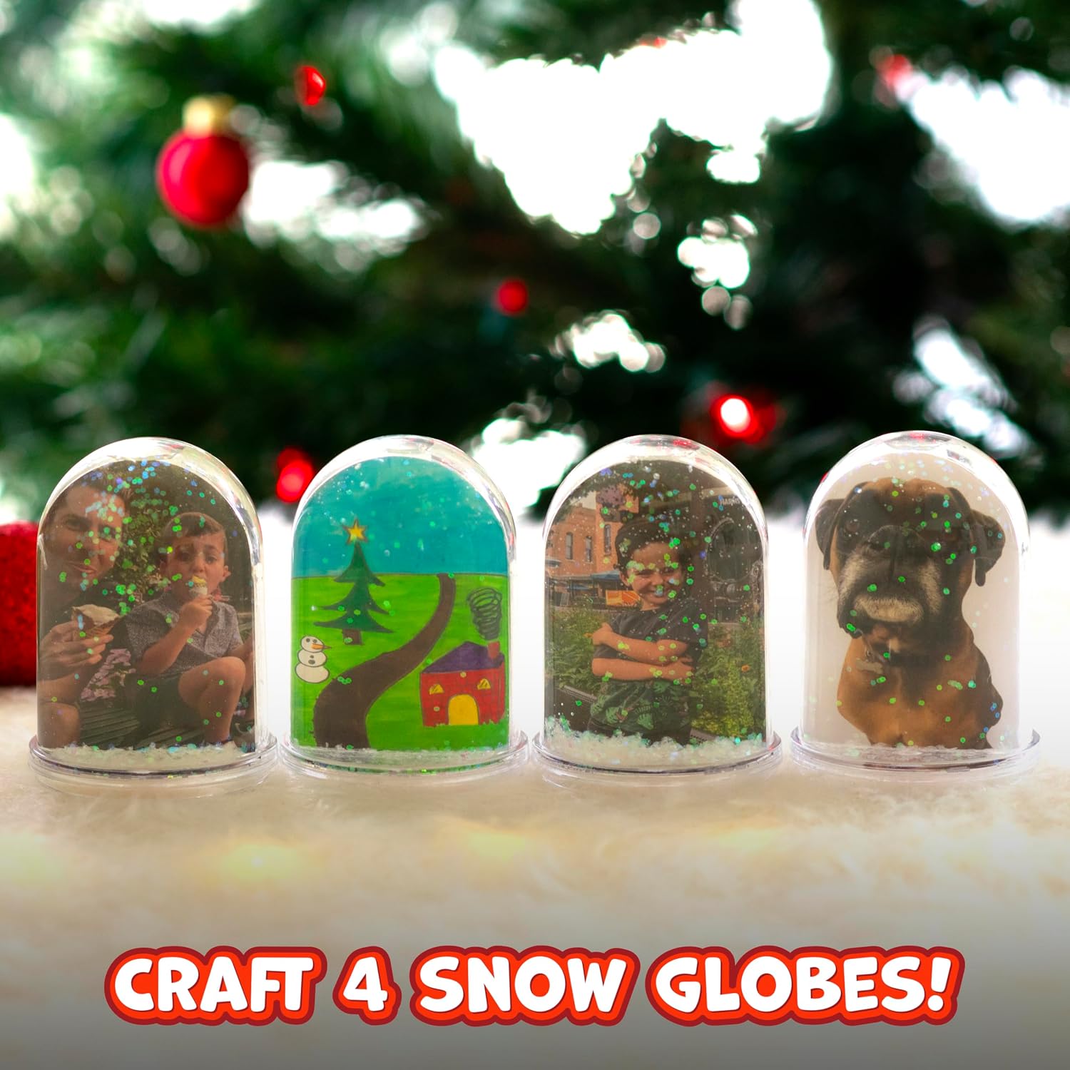 READY 2 LEARN Christmas Crafts, Design Your Own Snow Globes, Set of 4 | Christmas Snow Globes for Kids, Customizable Holiday Decorations