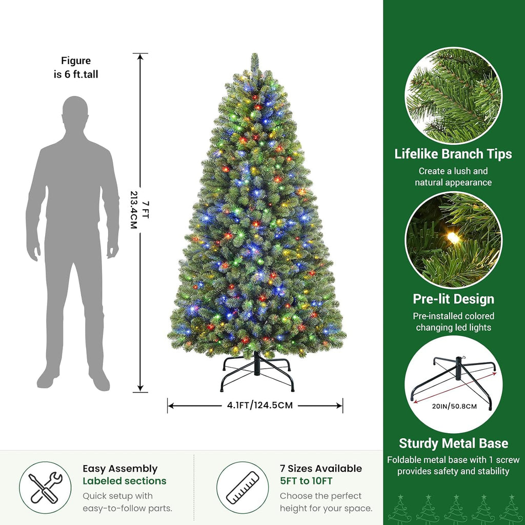 7ft artificial prelit classic christmas tree with remote shown in use