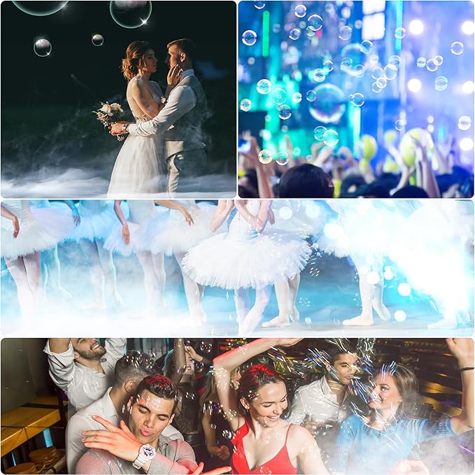 2000W Fog Machine, 3 in 1 Fog Bubble Machine with 2 Bubble Fans, 18 RGB LED Lights Smoke Bubble ALL IN ONE Fog Machine, Bubble Machine for Halloween Christmas Party Wedding, 2 Pack