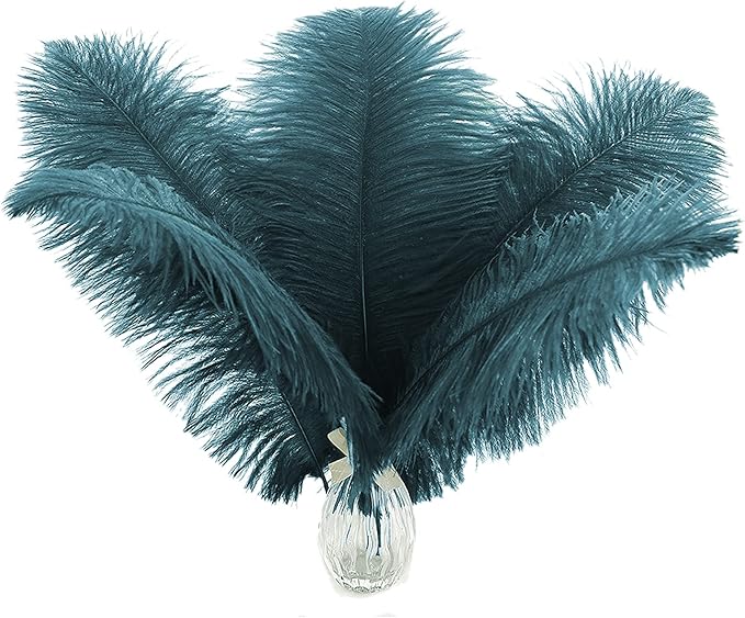 Ballinger Teal Ostrich Feathers Bulk - 24Pcs 12-14inch Feathers for Party Centerpieces,DIY Crafts and Home Decor