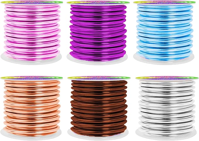 Mandala Crafts 8 Gauge Anodized Aluminum Craft Wire for Jewelry Making - 120 FT Colored Flexible Silver Copper Purple Pink Brown Ice Blue Wire - Bendable for Bonsai Armature Crafting Sculpting