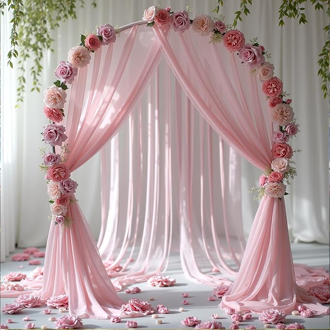 Wedding Arch Draping Fabric 2 Panels 18Ft Dusty Rose Chiffon Fabric Drapery Wedding Ceremony Reception Swag Decorations