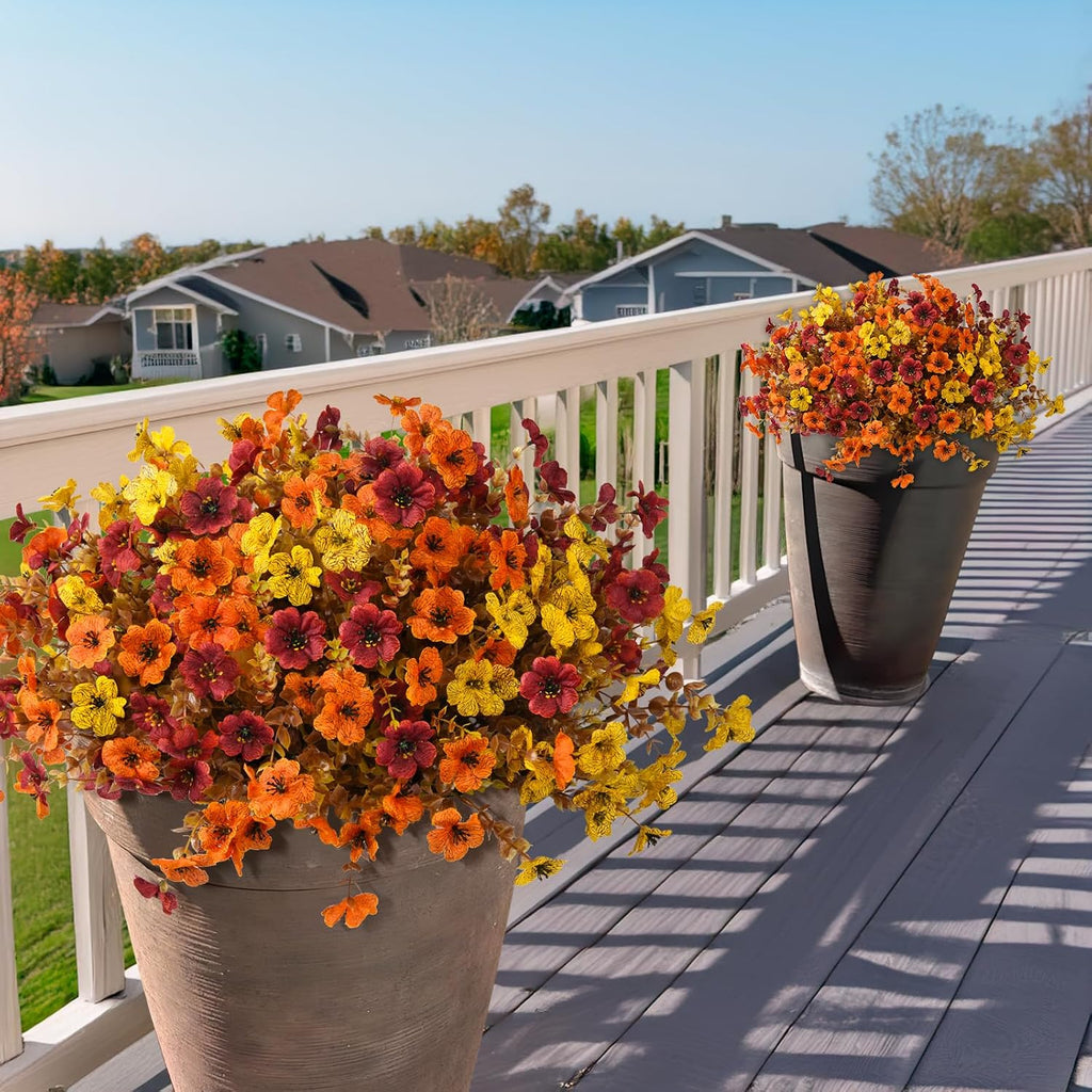 inqcmy artificial fake fall plants flowers for outdoor on a desk or shelf