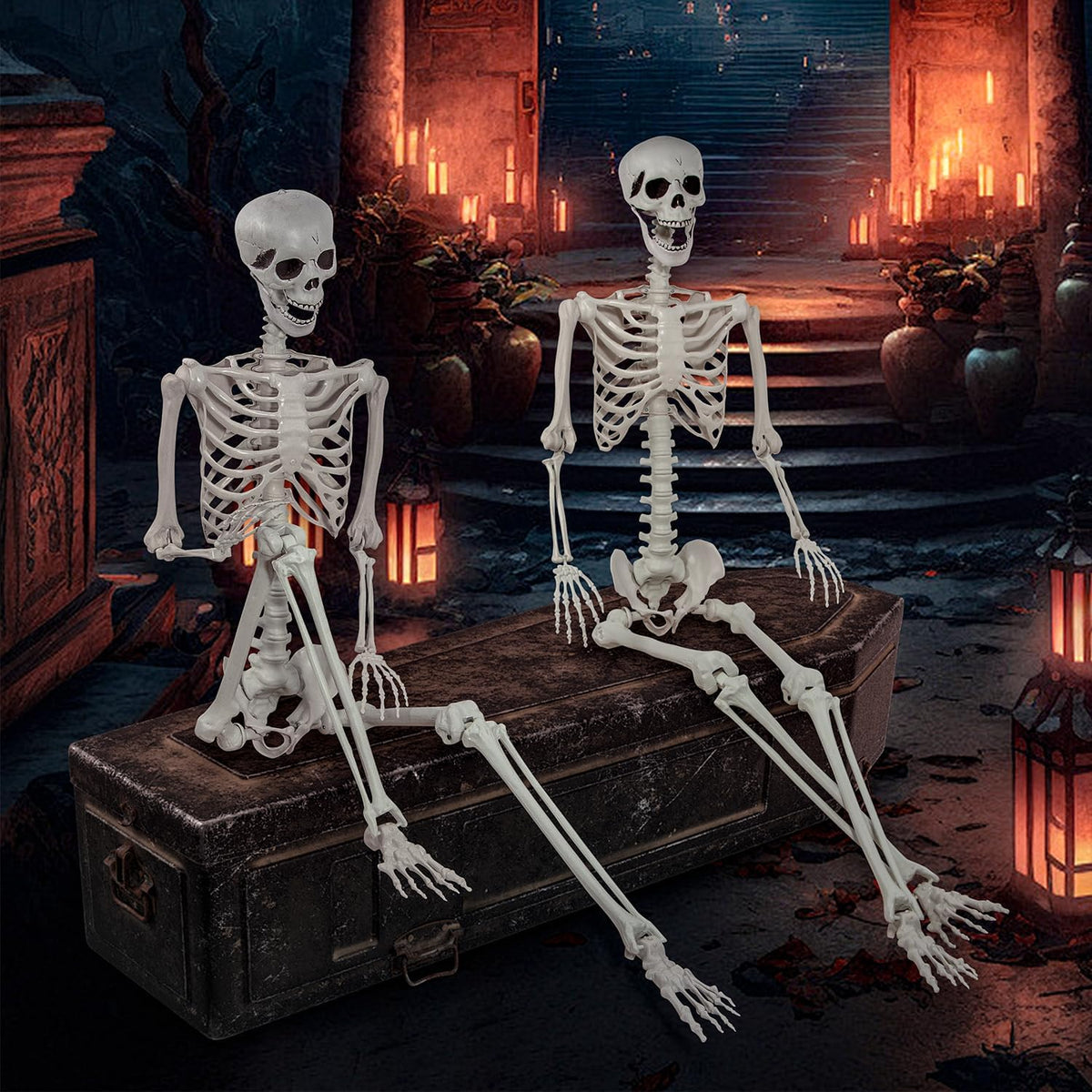 5.9ft Halloween Life Size Skeleton Realistic Full Body Skeletons Plastic Huma...