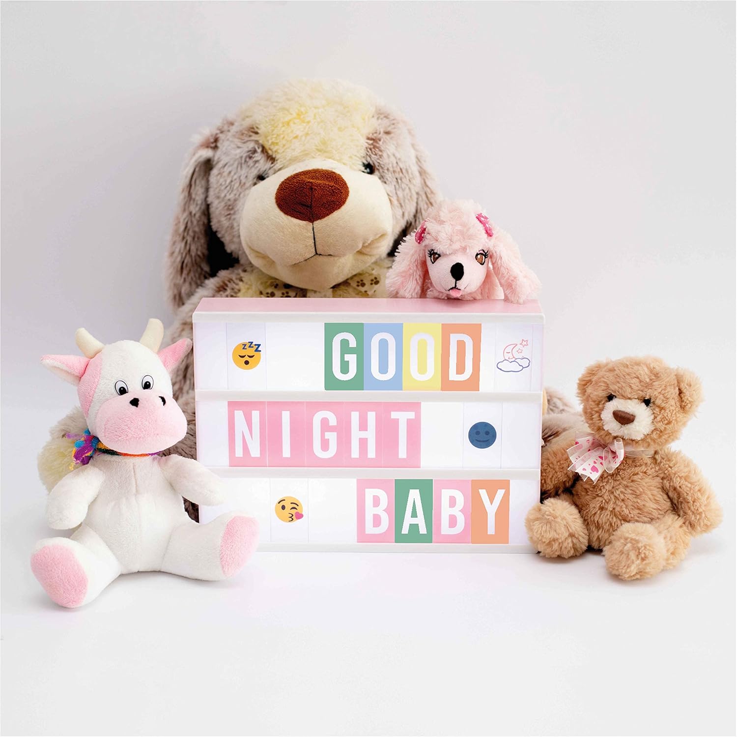 BONNYCO Pink Cinema Light Box with 400 Letters, Emojis, 2 Markers. Led Light Box Home Office and Room Decor, Cinema Led Sign Letters Board. Gifts for Women Girls Christmas Birthdays, Pink Decor