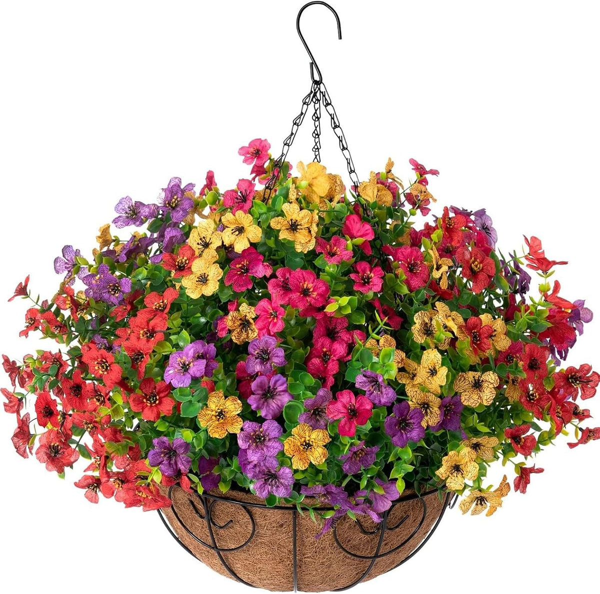 hyeflora artificial faux hanging plants flowers basket for, view 9