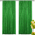Green Sequin Backdrop Curtain 2 Pieces 2FTx8FT Glitter Photography Backdrop for Party Wedding Birthday Christmas Decorations