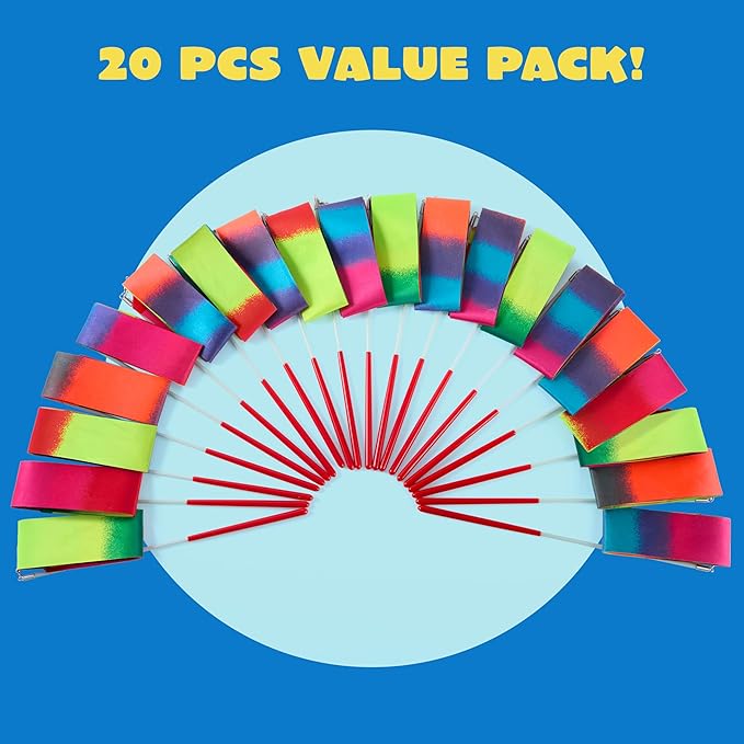 JOYIN 10 Pcs Ribbon Dancing Wands Party Favors Set, Dance Ribbon Gymnastics Ribbon Wand, Princess Birthday Party Favors for Kids, Carnival Prizes, Goody Bag Stuffers