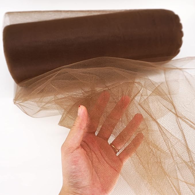 Brown Tulle Fabric Roll Spool Bolt (54 Inch by 40 Yards) Large Tulle Wedding Party Decoration, Tutu Skirt, Table Runner, Gift Wrapping, Bridal Shower, Soft & Drape (Brown)