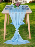 MDS Halloween Chiffon Table Runner - 5 Pack, 29 x 170 Inches, 14ft Each - Sheer Spooky Table Runners for Haunted House Parties, Trick-or-Treat Tables, Witchy Décor, Wedding & Events - Turquoise