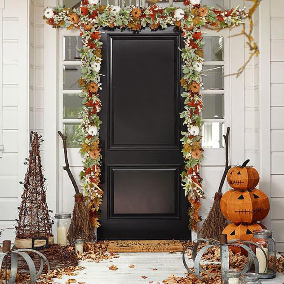 autumn wreaths lambs ears leaves maple leaf pumpkin showing dimensions