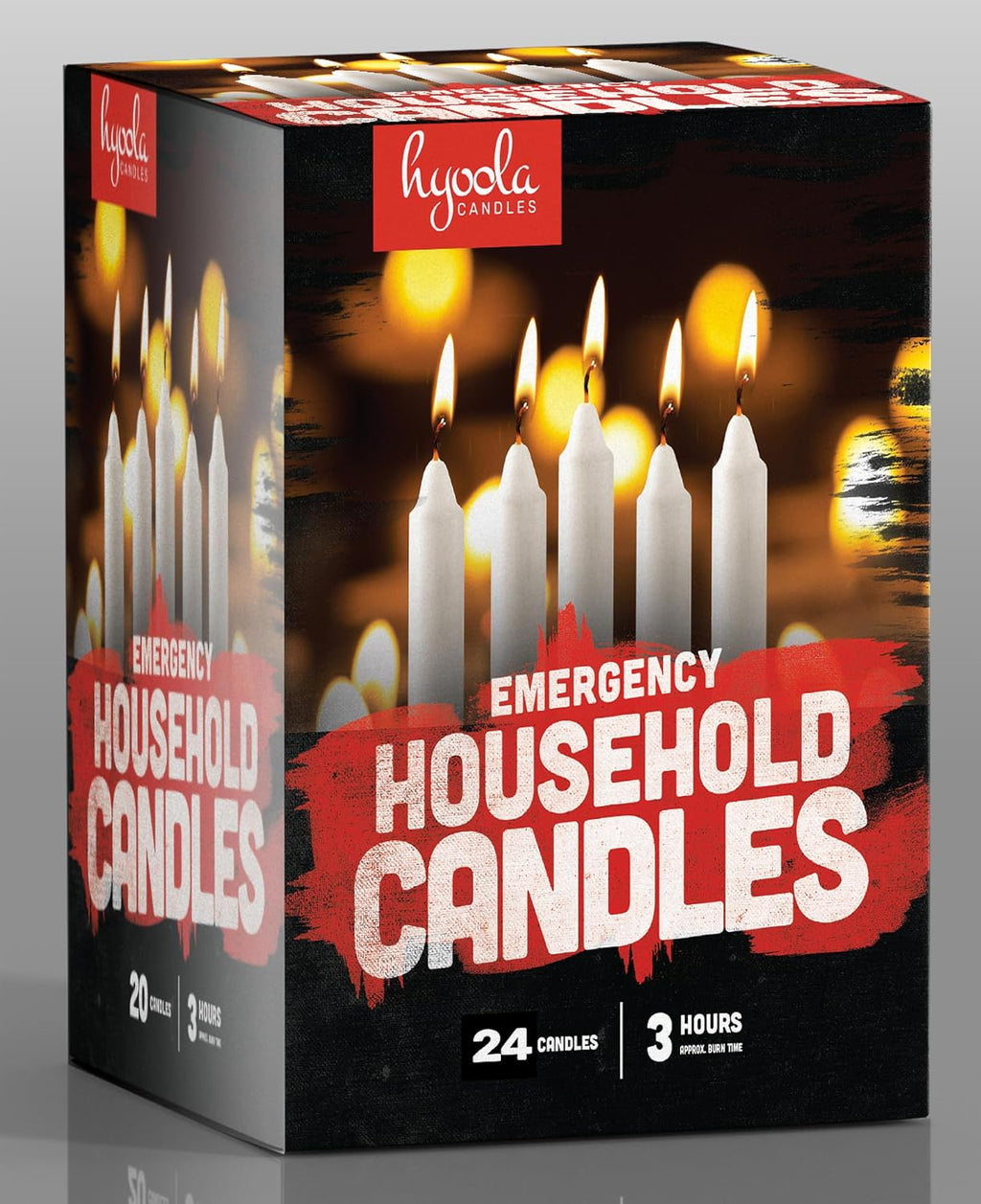 Hyoola Emergency Candles, White Short Tapers, Unscented Emergency Candle for Home and Emergencies Kit (Pack of 24)