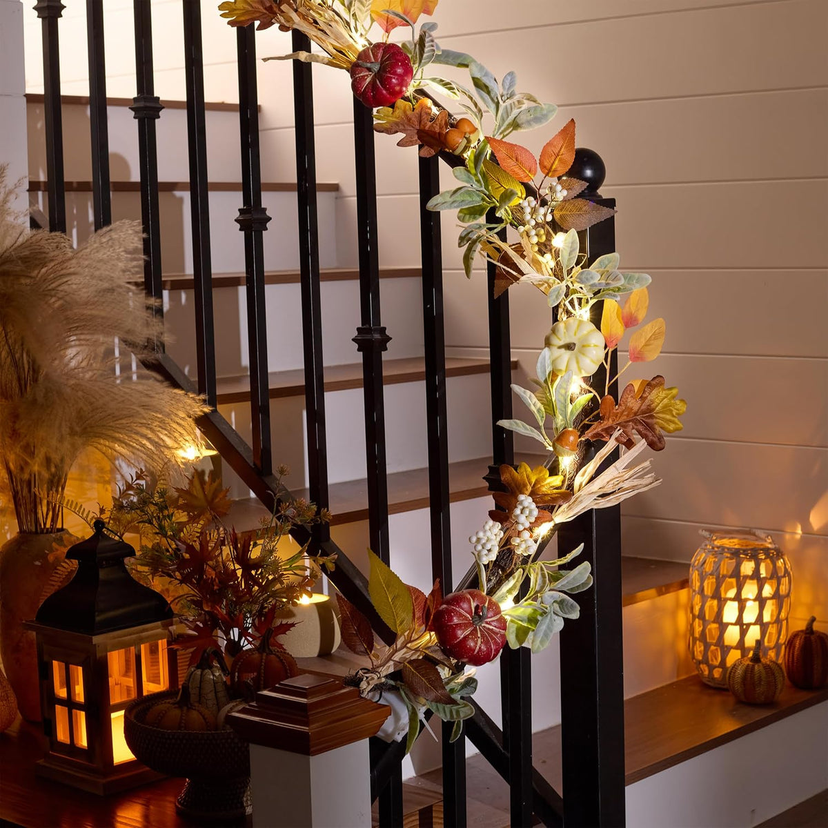 valery madelyn 6ft fall garland for mantle with on a desk or shelf