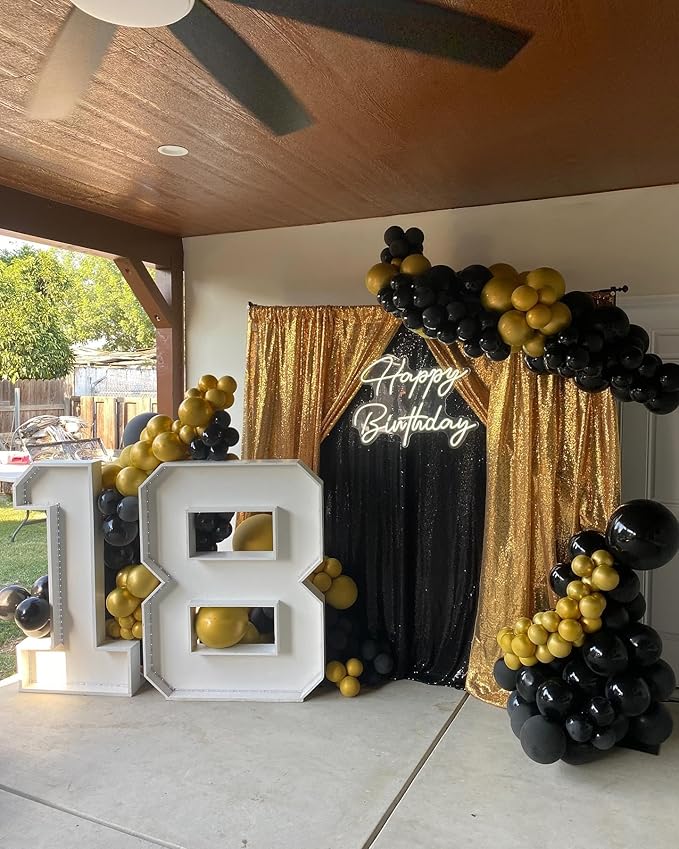 Black Sequin Backdrop 8ft x 8ft Glitter Photo Booth Black Backdrop Curtains