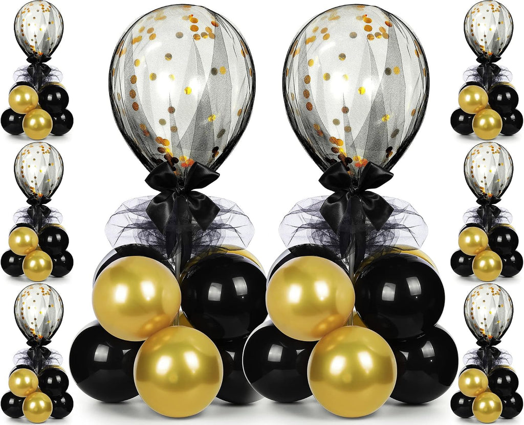 bbto 8 set gold black table centerpieces balloons, main product view
